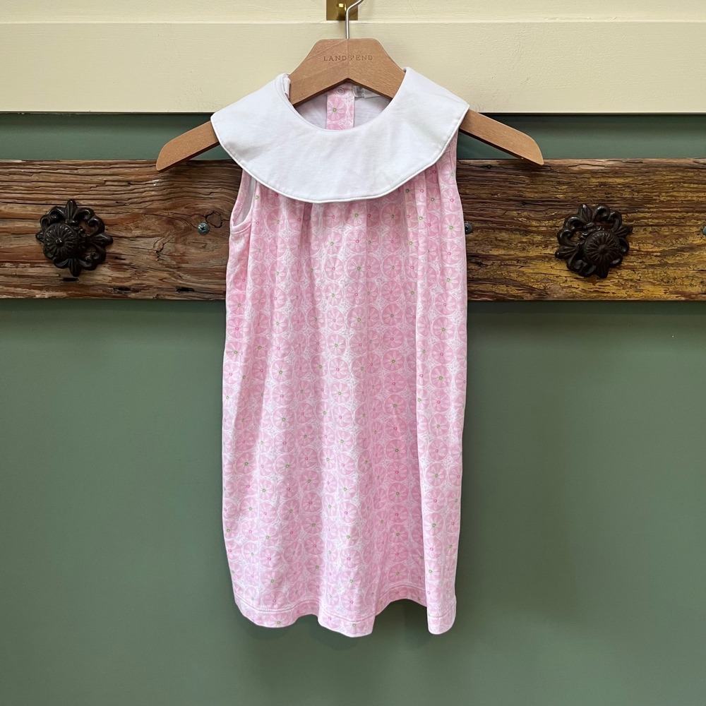 Kissy Kissy Pink Floral Pima Cotton Peter Pan Collar Dress Kids Size 3 Made Peru